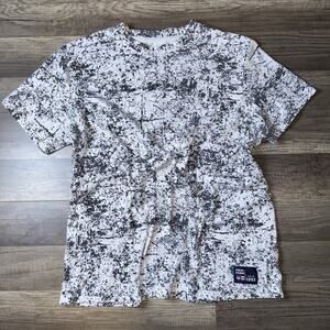 Phat Farm Mens Large T-Shirt White Black Abstract Splatter Print Streetwear Y2K